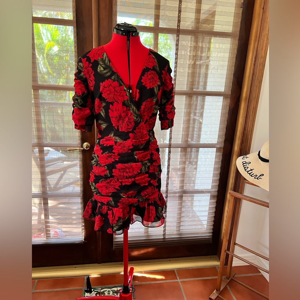 Sexy red roses dress